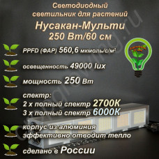 250Вт "Нусакан-Мульти" Мультиспектральный фитосветильник для растений полного спектра